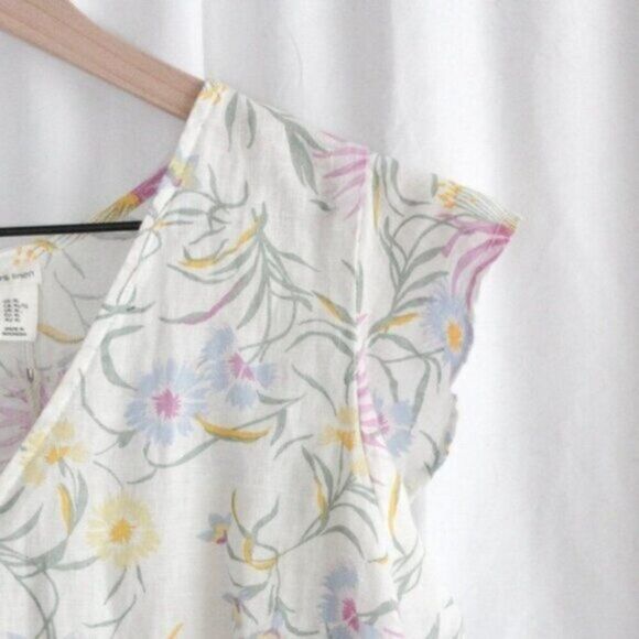 NWT Joie 100% Linen Shift Lightweight Floral Dress Flutter Sleeves Extra Large - Picture 2 of 4